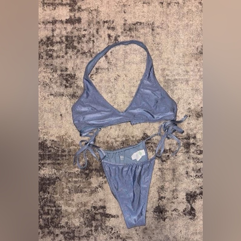 American Eagle Outfitters Blue Striped Bikini